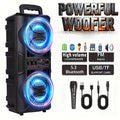Enceinte Bluetooth portable avec basses subwoofer, double haut-parleur de graves LED 6,5" et microphone
