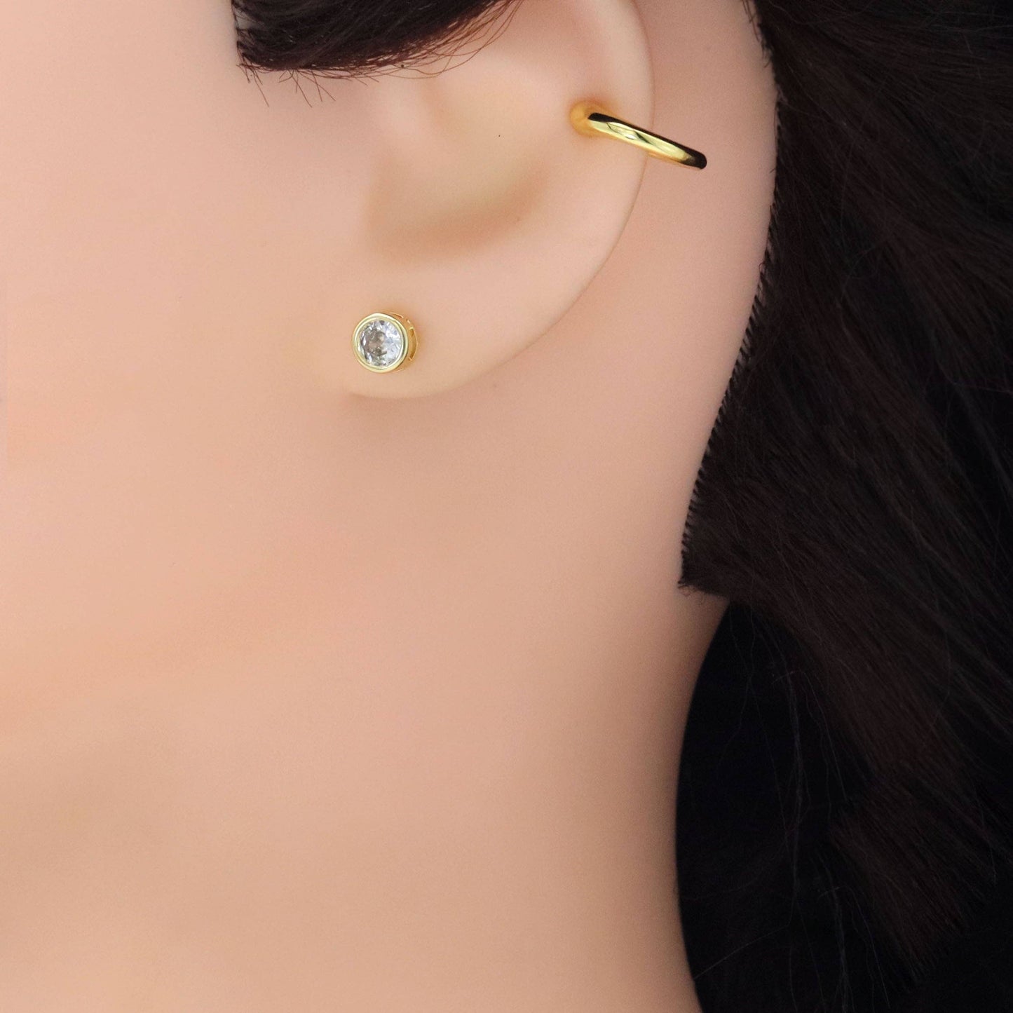 Plain Gold Silver Cute Ear cuff Earrings, Sku#A248