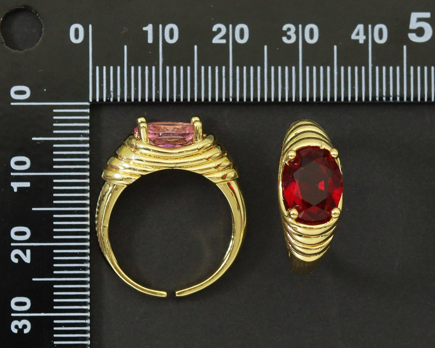 Oval CZ Chunky Adjustable Ring, Sku#X299