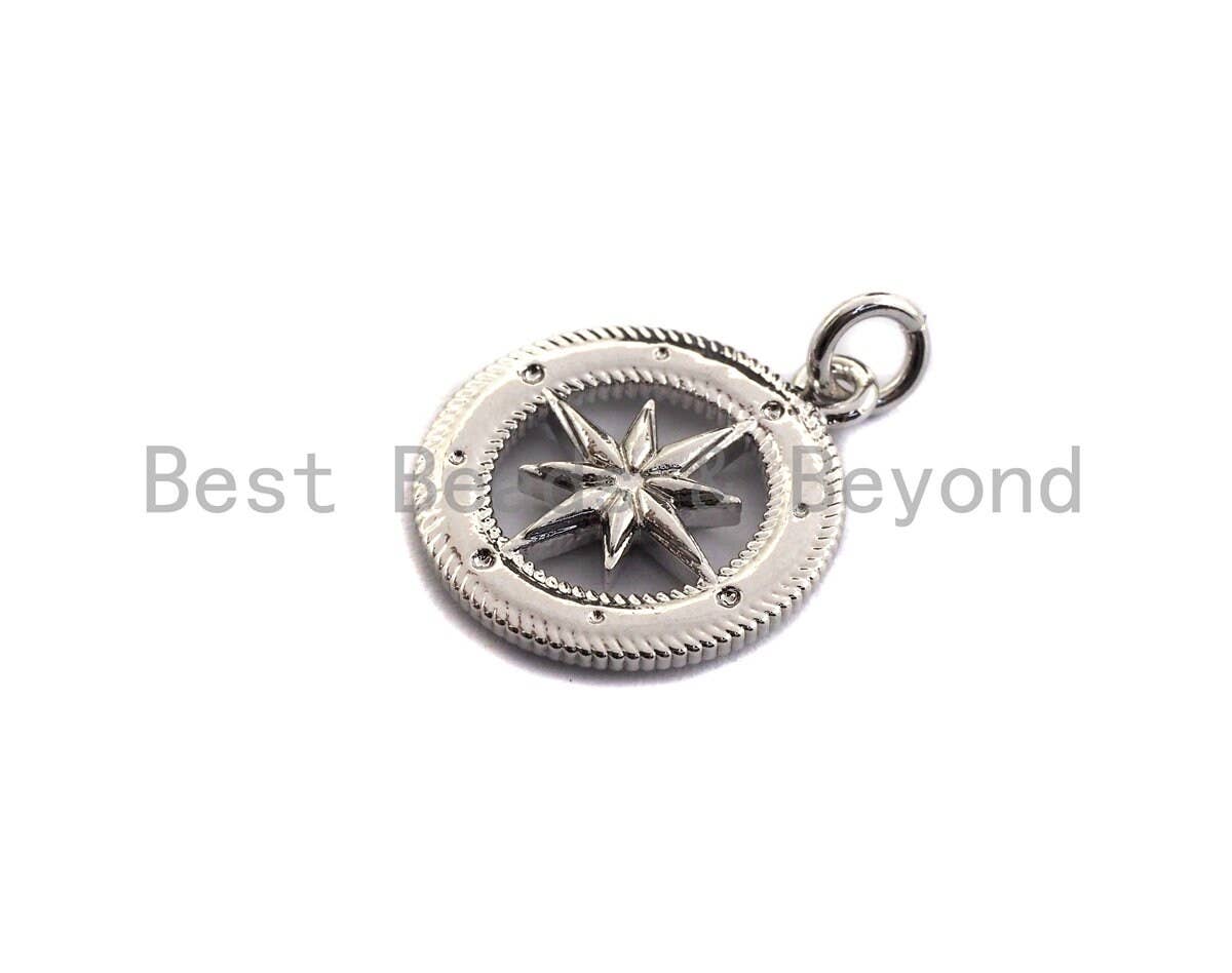 Hollow out North Star Compass Coin Pendant, Sku#Z432