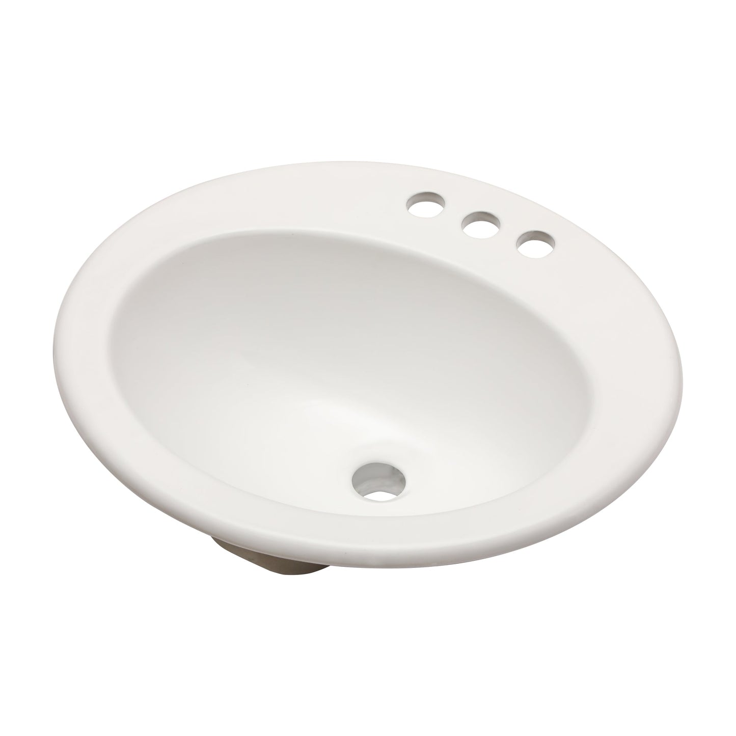 20"x18" White Ceramic Oval Drop In Bathroom Sink