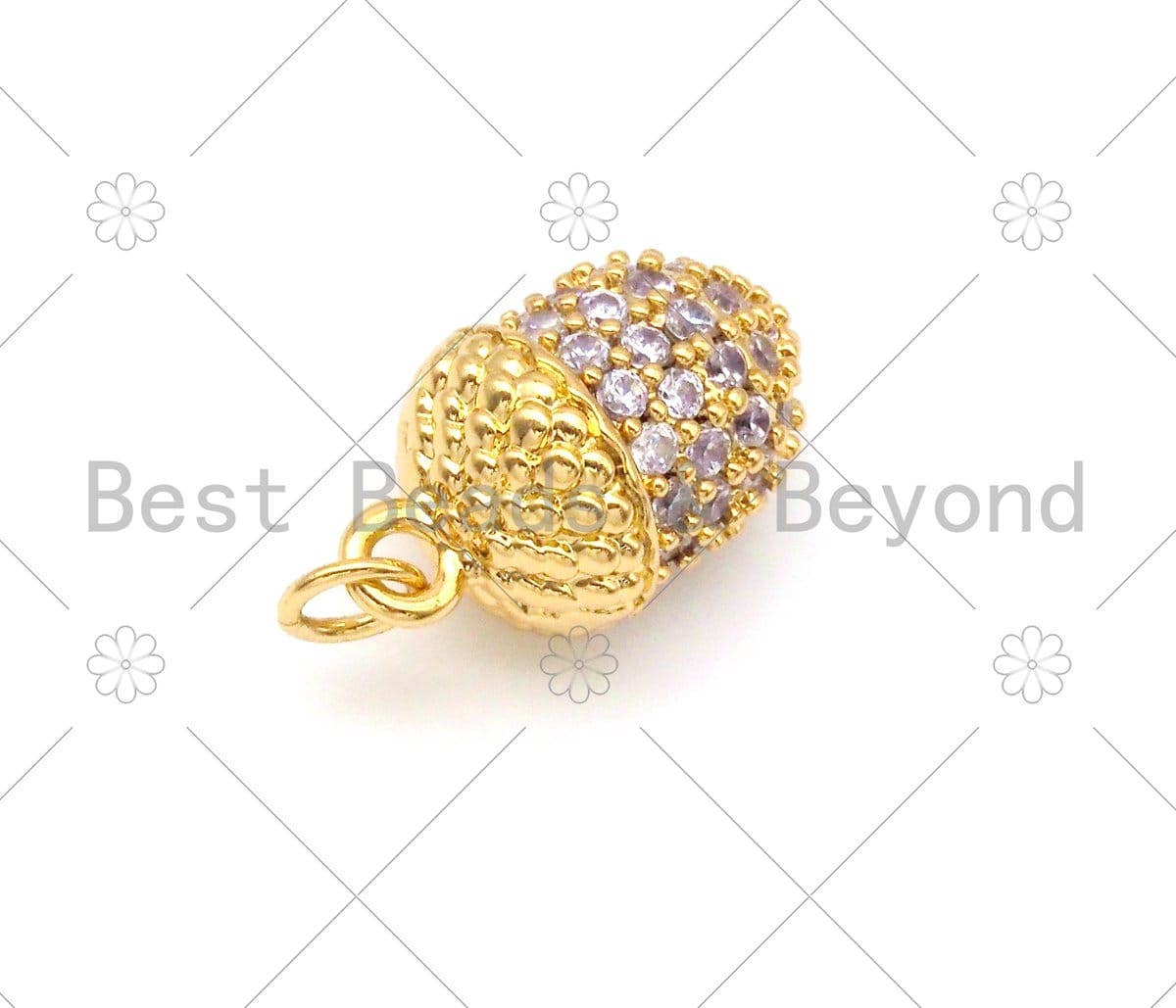 CZ Micro Pave Pine Cone Shape Pendant/Charm, 18K Gold Filled Pine Cone Charm, Necklace Bracelet Charm Pendant, 16x9mm,Sku#Y485