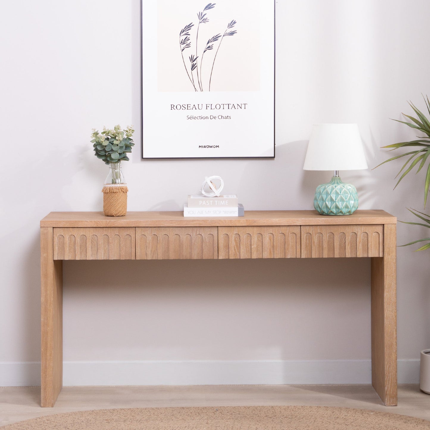 Modern Console Table with 4 Drawers – 59.2" Entryway Table
