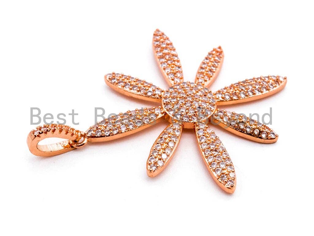 CZ Clear Micro Pave Flower Pendant, Sku#F407/B158