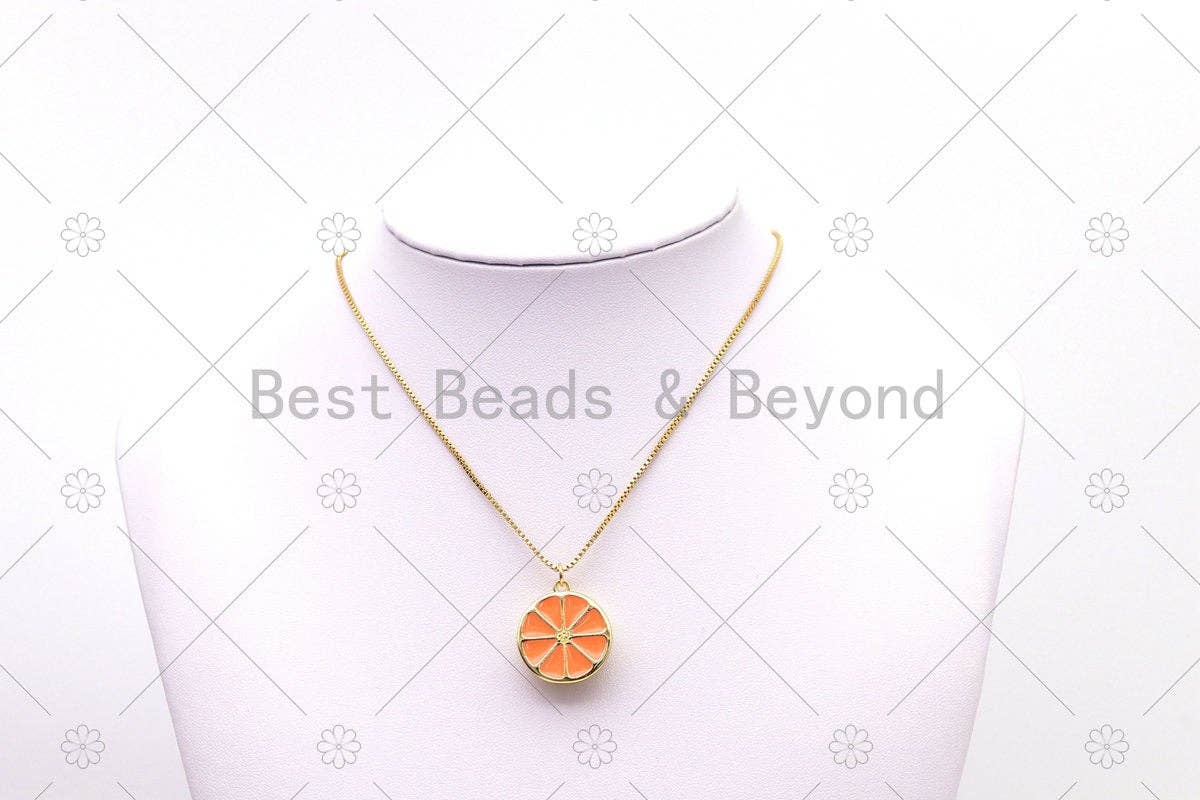 Enamel Orange Slice Shape Pendant, 18K Gold Filled Enamel Charm,Necklace Bracelet Charm Pendant,Sku#LK500