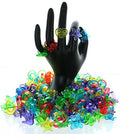 Plastic Glitter Rings, Assorted Colors and Designs- 144 Count