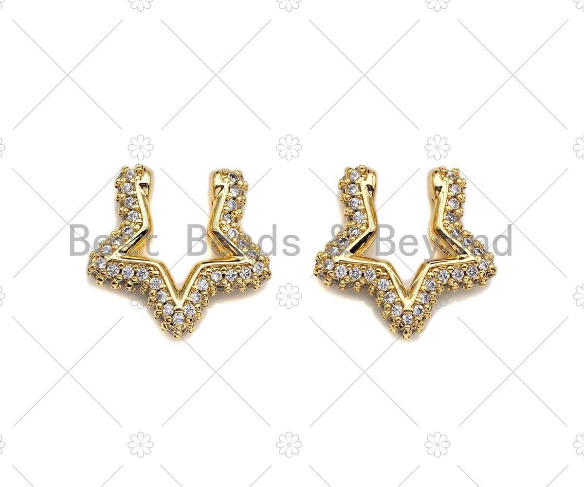 Fully CZ Star Cuff Earrings, Sku#O36