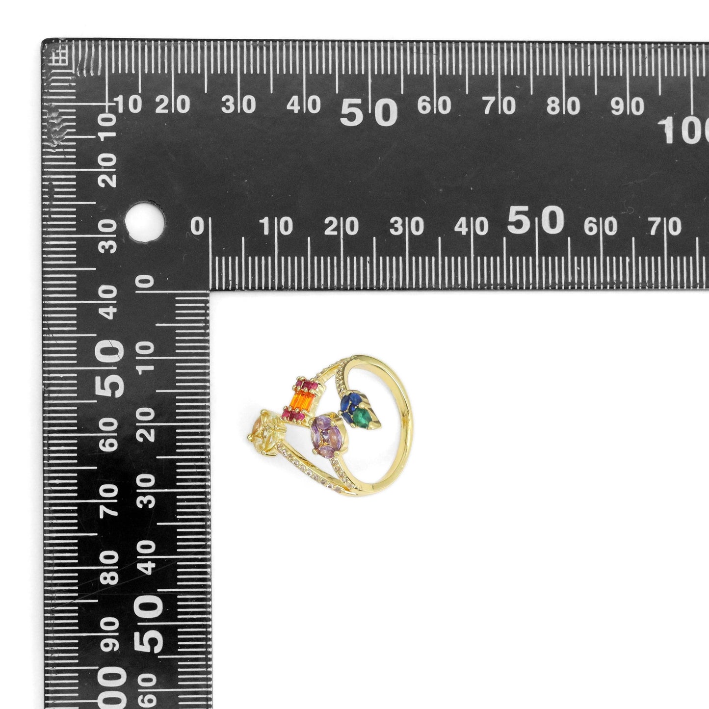 Green Purple Orange Yellow Drop Rectangle Round Dot Ring, Sku#LX494C