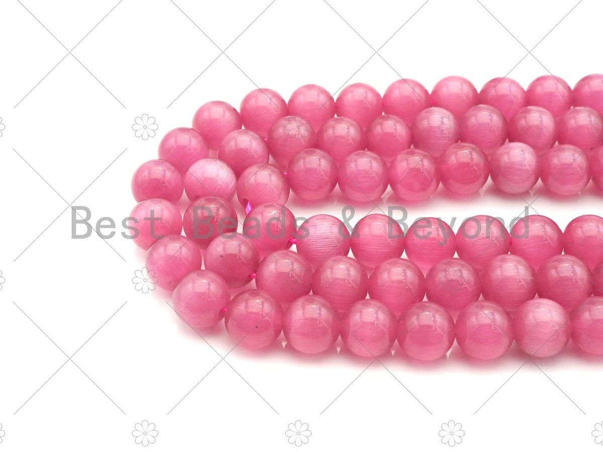 Cat's Eye Dark Pink Round Beads, 6mm/8mm/10mm/12mm Smooth beads, UA164