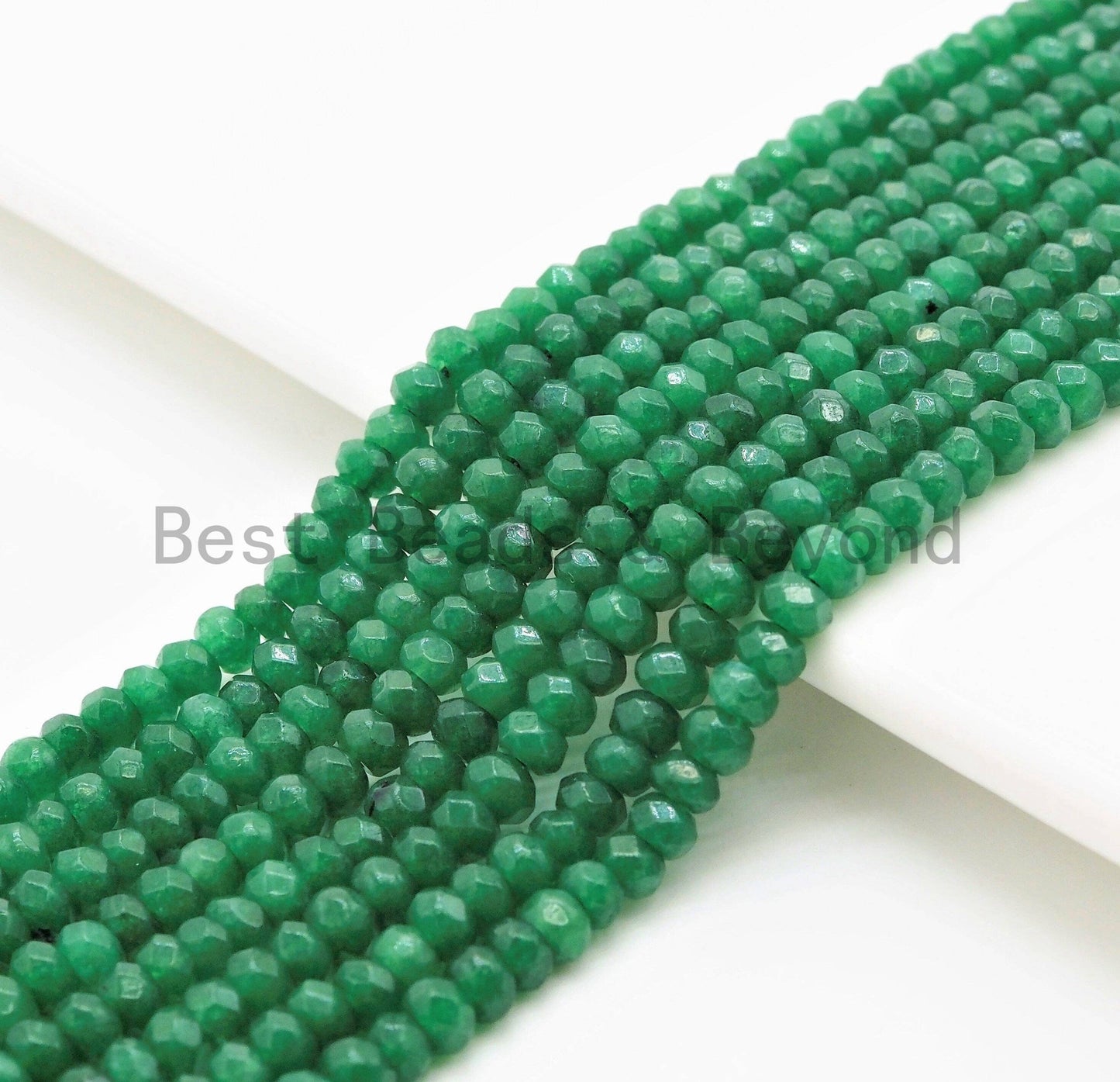 2x3mm/2x4mm Dyed Emerald Jade beads, Faceted Rondelle Green Jade beads, Green Gemstone Beads, 15.5inch strand, SKU#U325