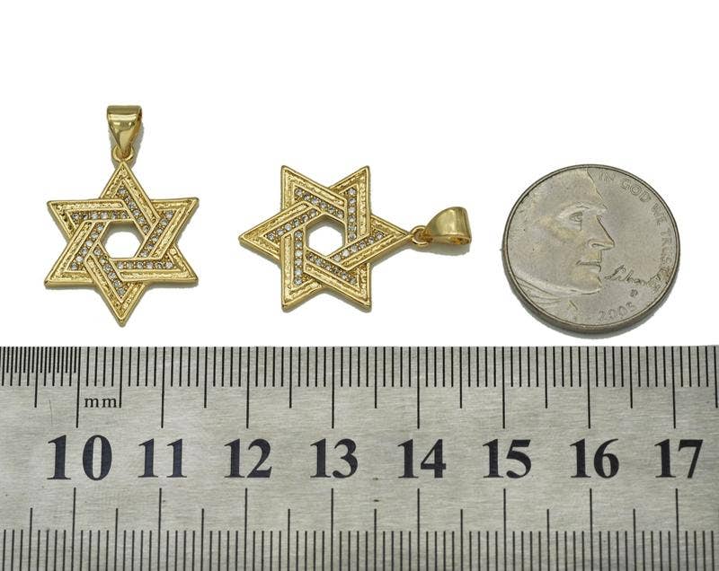 Gold CZ Hexagram Charm, Sku#LX73