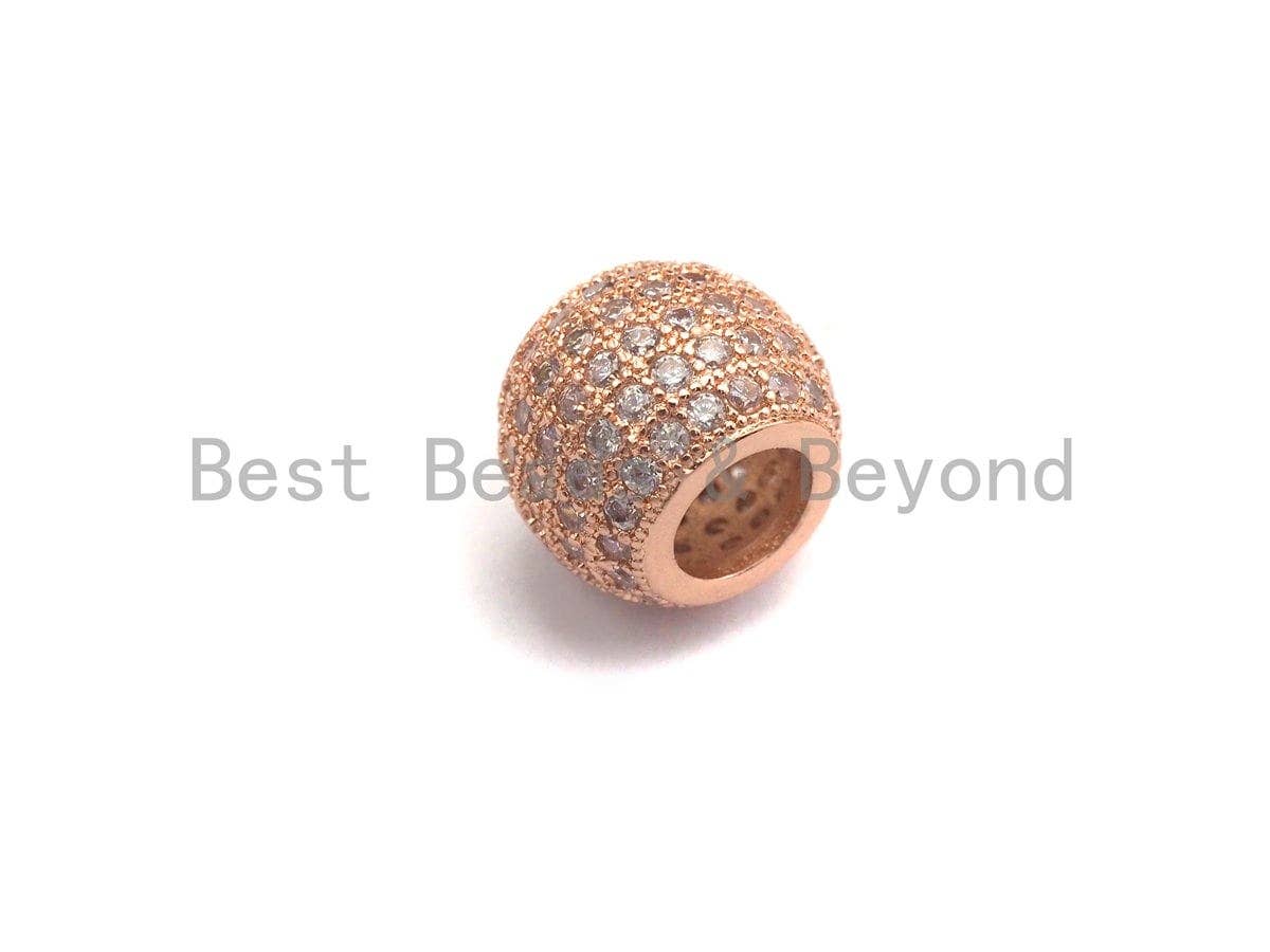 CZ Micro Pave Big Hole Spacer Beads, Large hole Spacer beads, Cubic Zirconia Spacer, Beads for Leather Cord,12mm/10mm, sku#X107