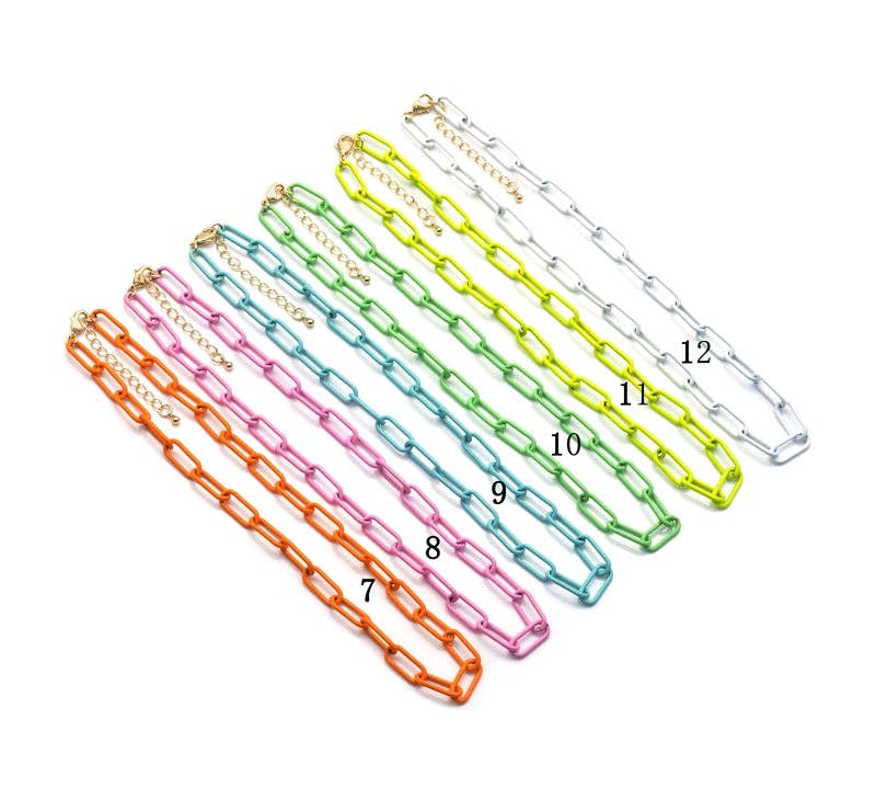 Colorful Enamel Paperclip Chain necklace, sku#EF176