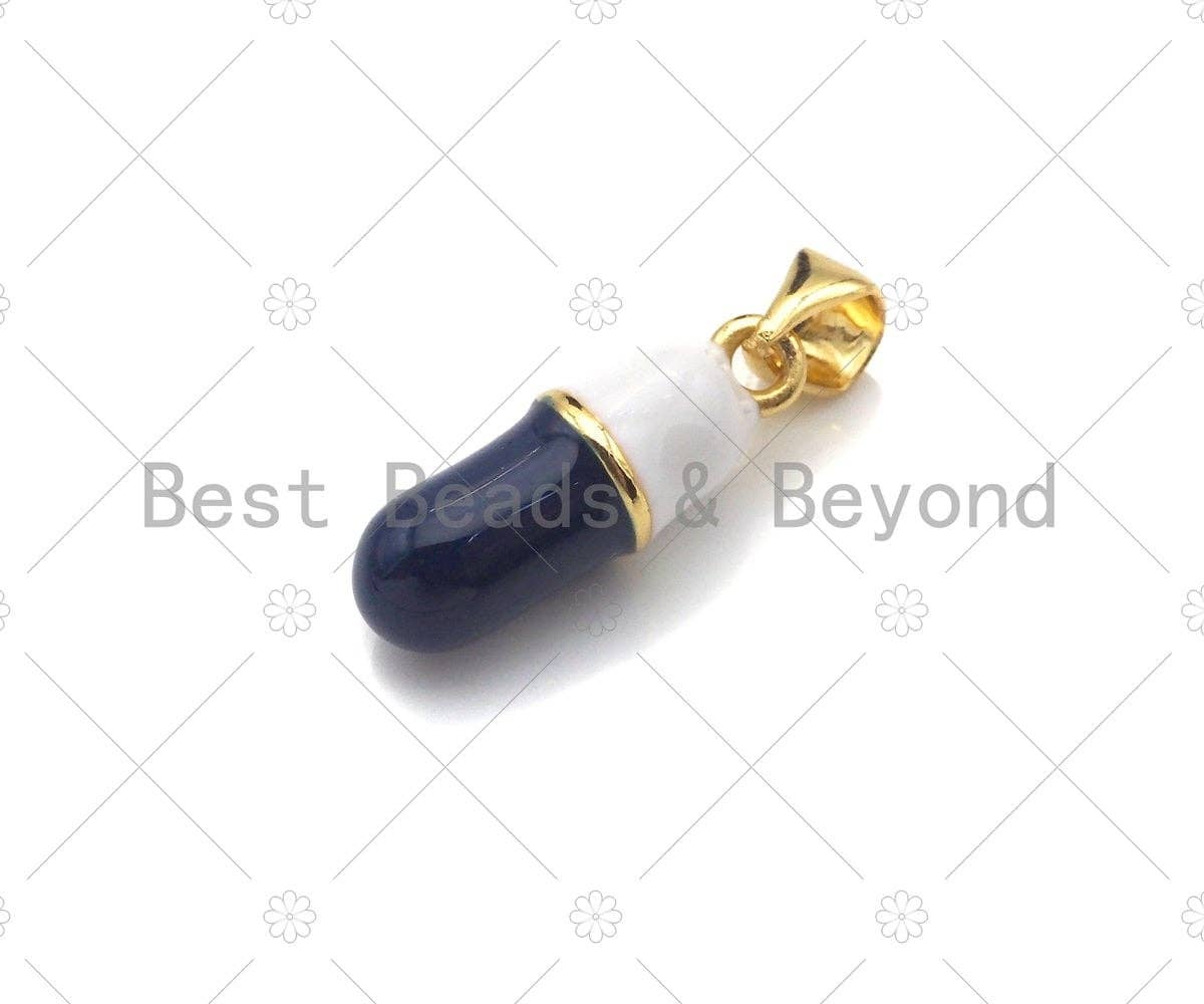 Enamel Colorful Pill Shape Pendant Chaem,Love Word Pink Turquoise Black Cobalt Red Enamel Jewelry,6x17mm,Sku#LK285