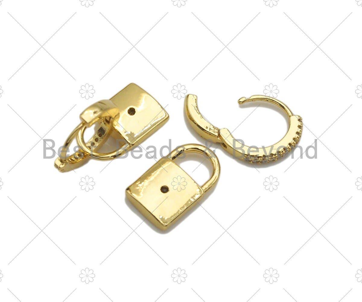 Dangle Pave Lock Shape Earring,Sku#O10