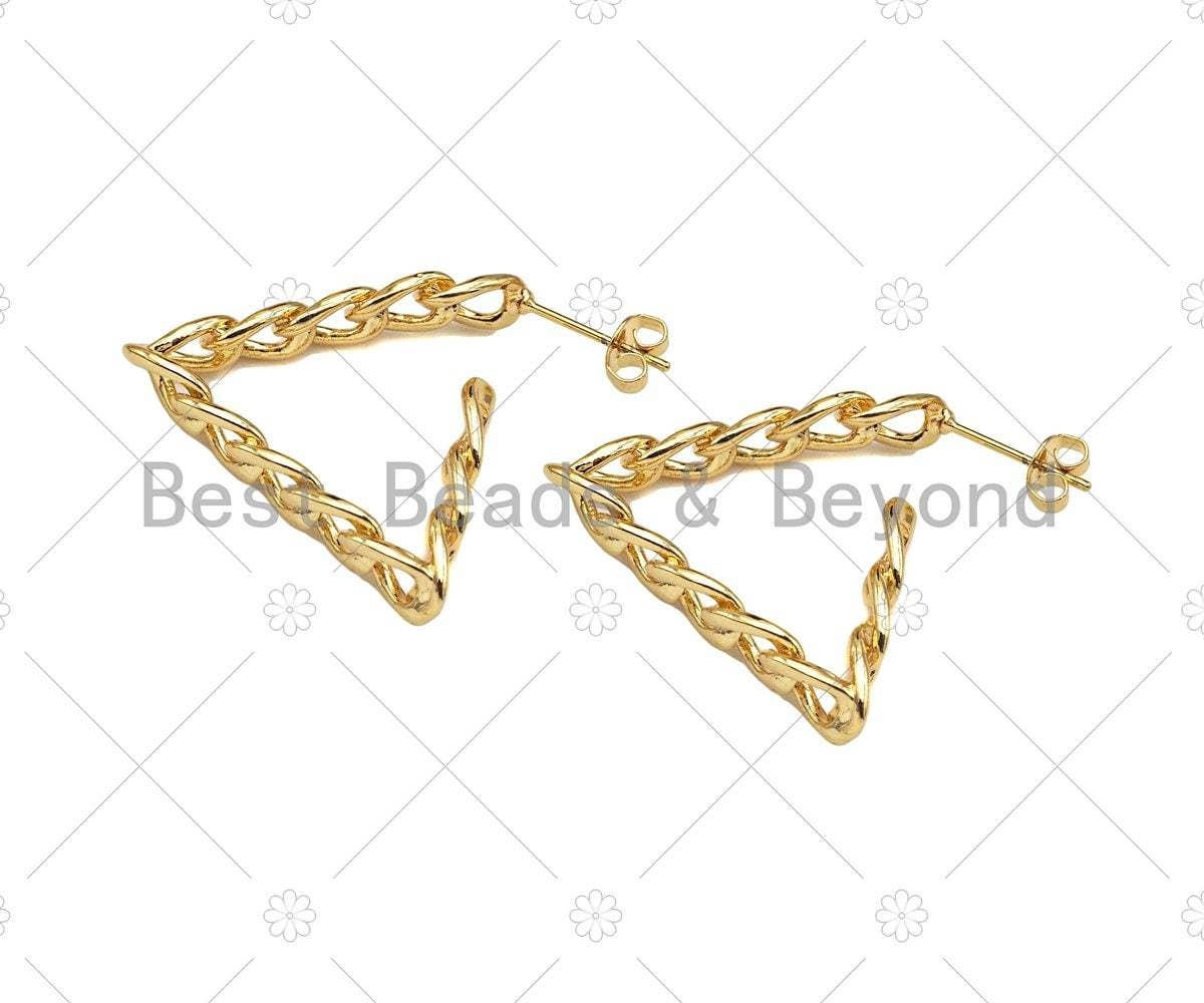 Gold Triangle Geometric Earrings, Sku#J312
