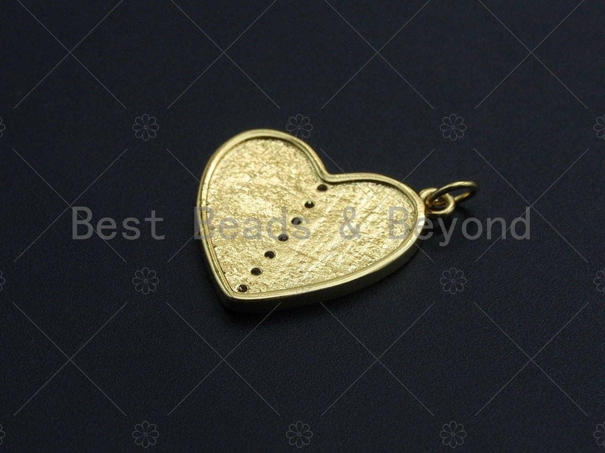 18K Gold CZ Pave Heart Charm/Penant, White Red Black Heart Charm, CZ Pave heart charm, 20x21mm, sku#LK34