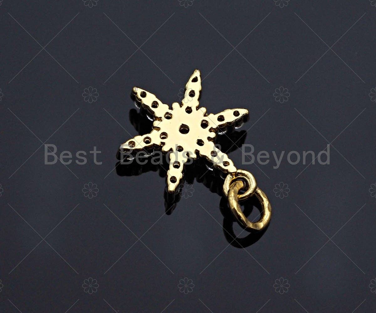 CZ Micro Pave Snowflake Charm/Pendant, Snowflake Shape Charm, Pave Pendant, Gold plated charm,12x16mm, Sku#LK111
