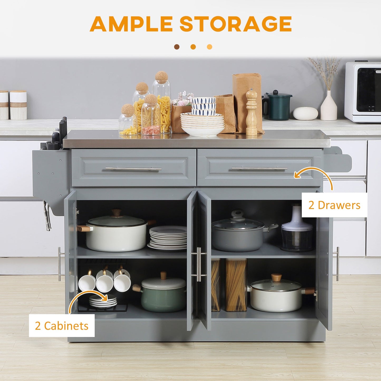 HOMCOM Rolling Kitchen Island with Storage
