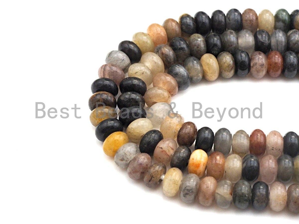 2mm Large Hole Natural Chinese Tourmaline Beads, Rondelle Smooth 6x10mm/5x8mm, 8" Long Strands, sku#U722