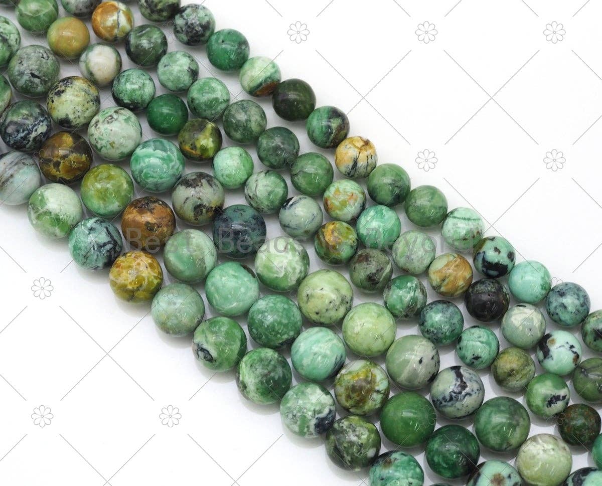 Genuine Green Phosphatite Round Smooth Beads, Sku#U1193