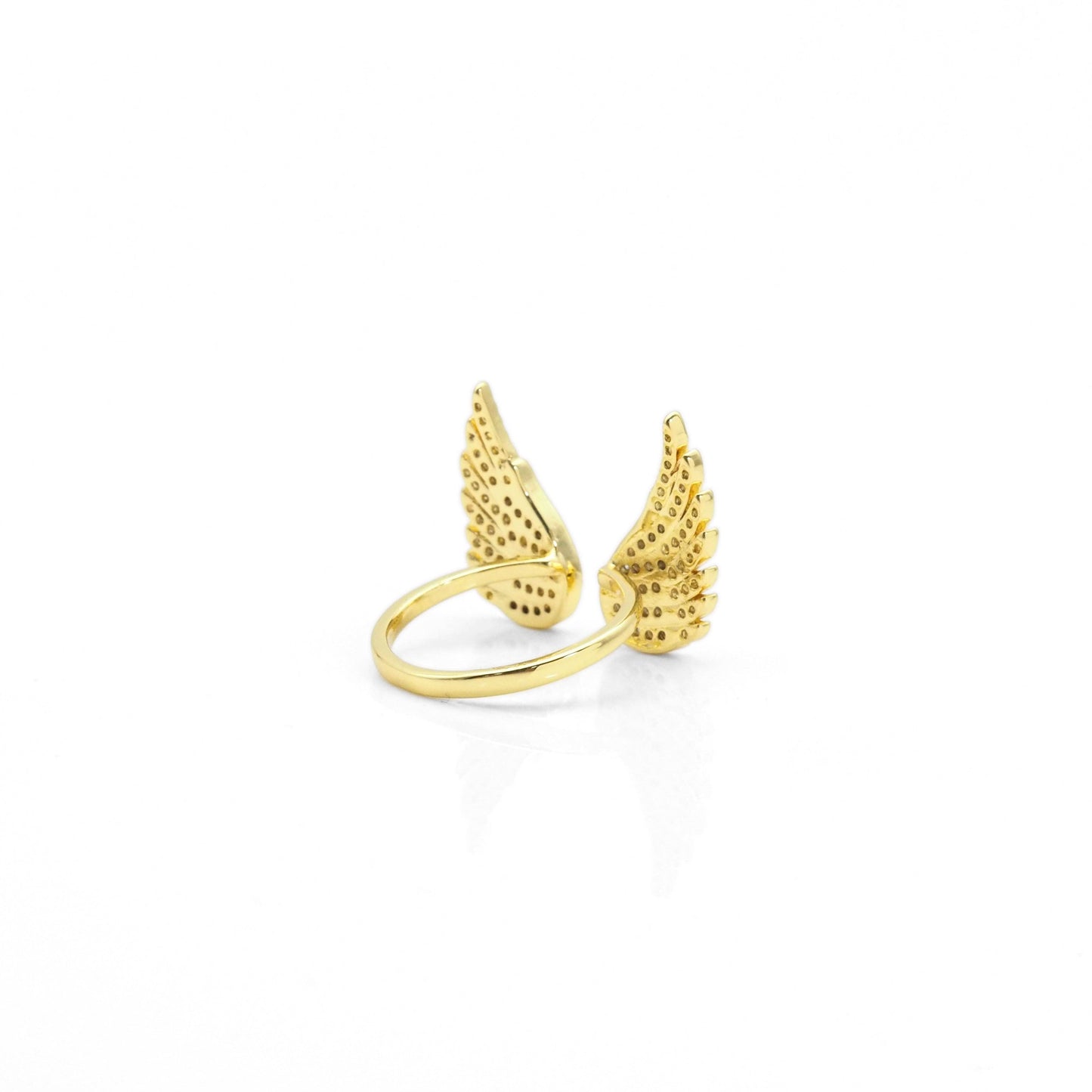 Gold CZ Angel Wing Adjustable Ring, Sku#LX225
