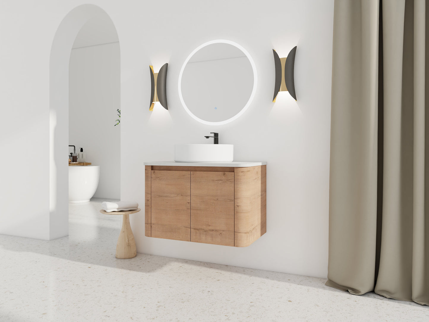 30'' Wall-Mounted Bathroom Vanity With Ceramic Art Sink