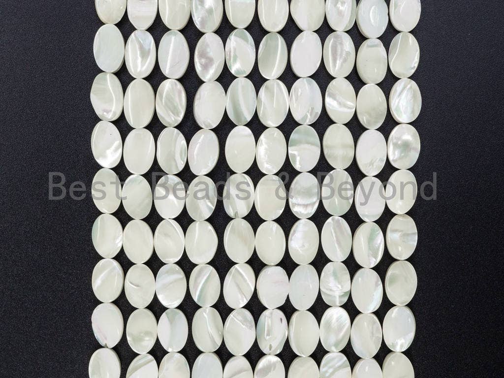 High Quality White Mother of Pearl, Mop Shell, Oval Smooth Beads, 6x8mm/8x10mm/8x12mm/10x14mm/13x18mm/15x20mm/18x25mm, 15"-16 strand, SKU#T6