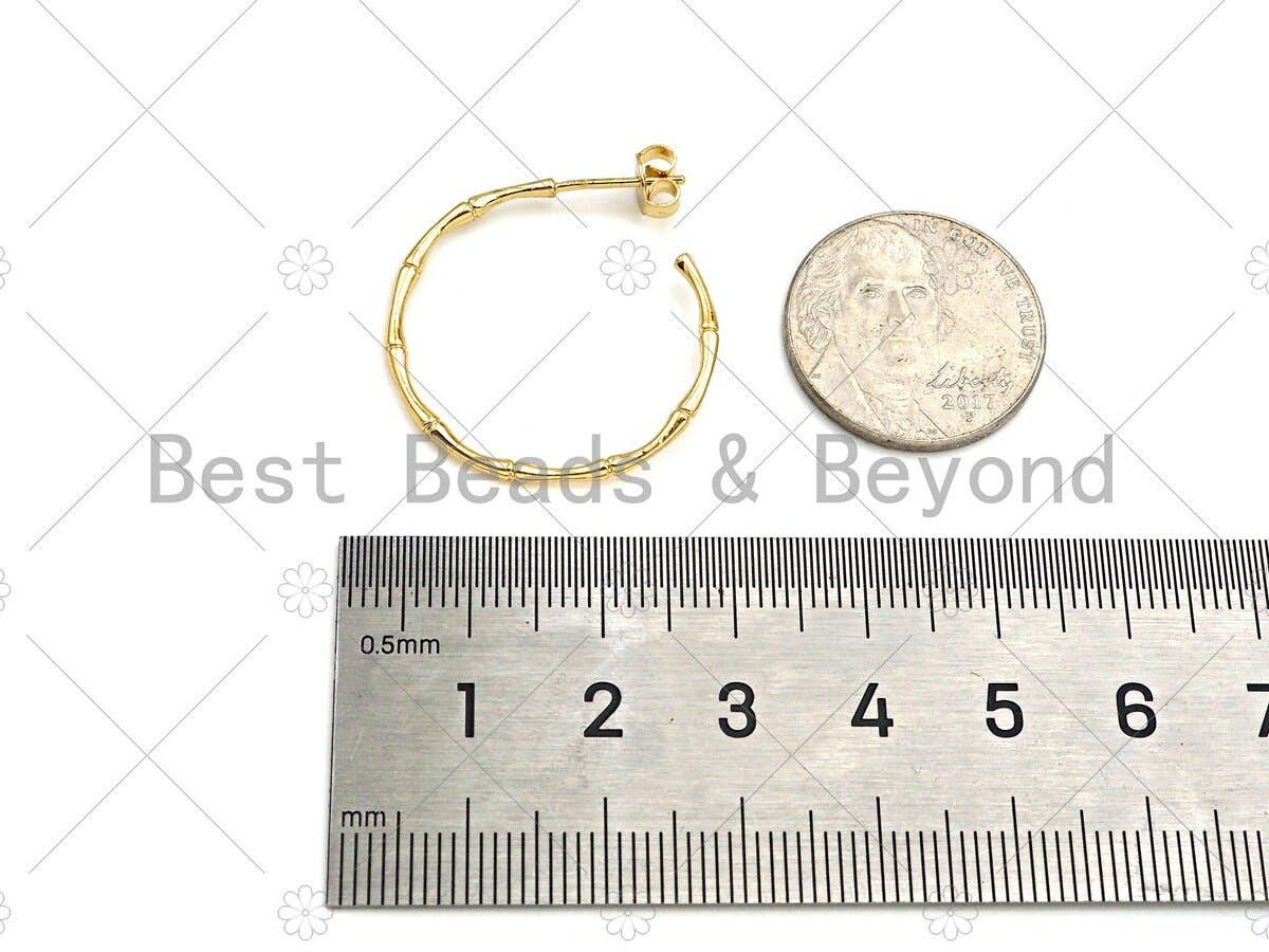 Gold Bamboo Hoop Earrings, Sku#J314