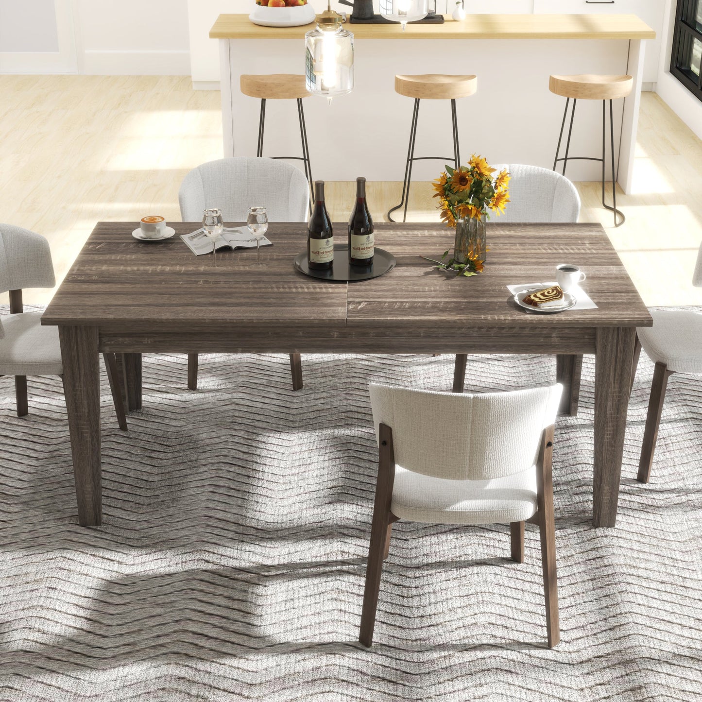 Dining Table - 106.3 in Large Extendable Kitchen Table