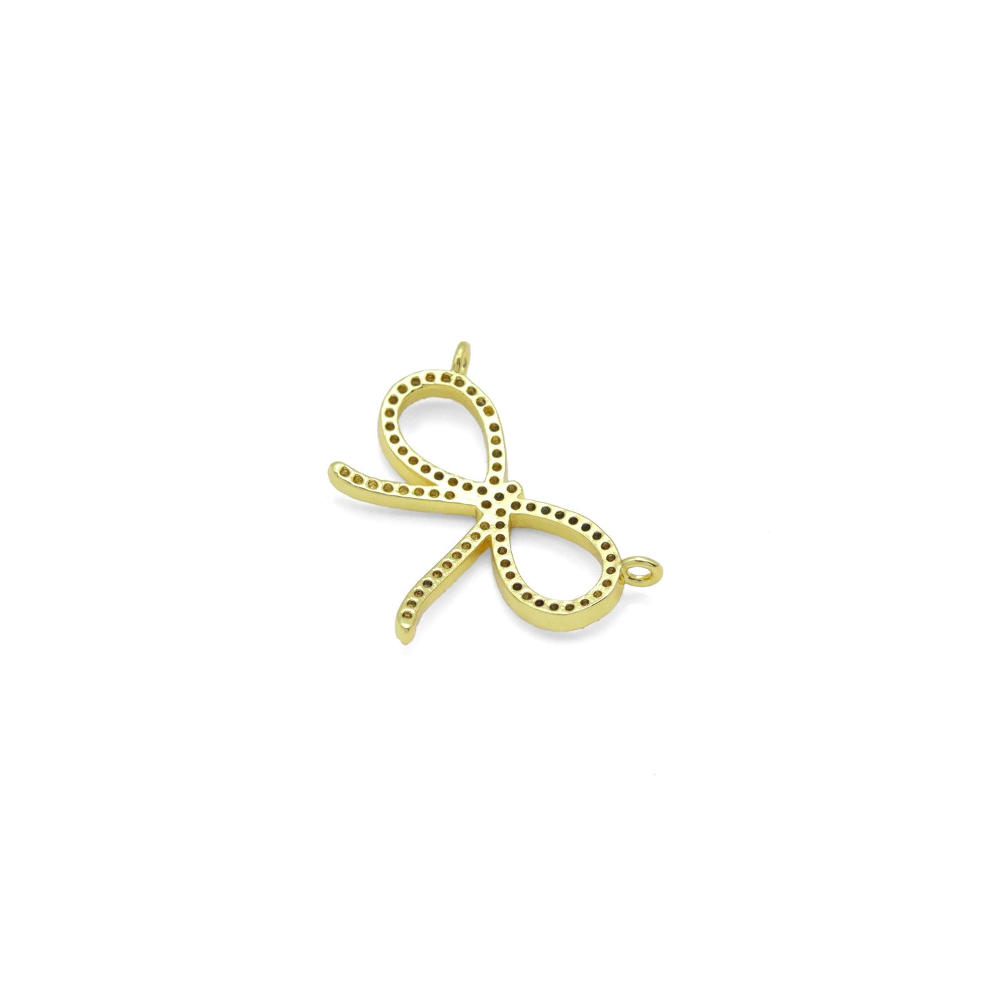 Clear CZ  Gold Bow knot Connector Charm Pendant, Sku#LK1020