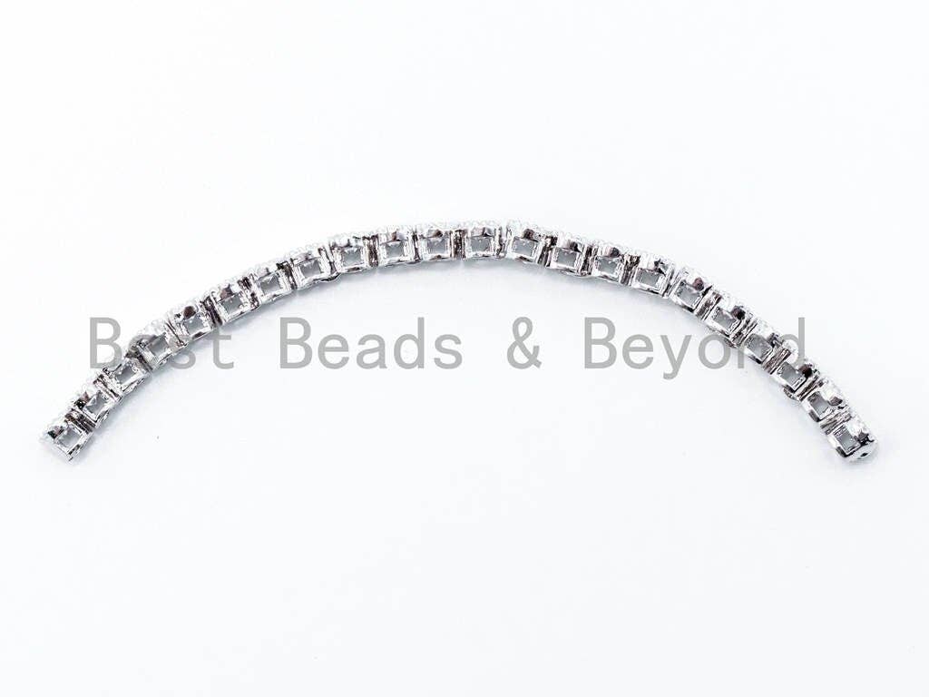 CZ Micro Pave Connector for bracelet, Black/Silver/Gold/Rose Gold tone Connector with Clear CZ, 4.5x54mm,sku#M196