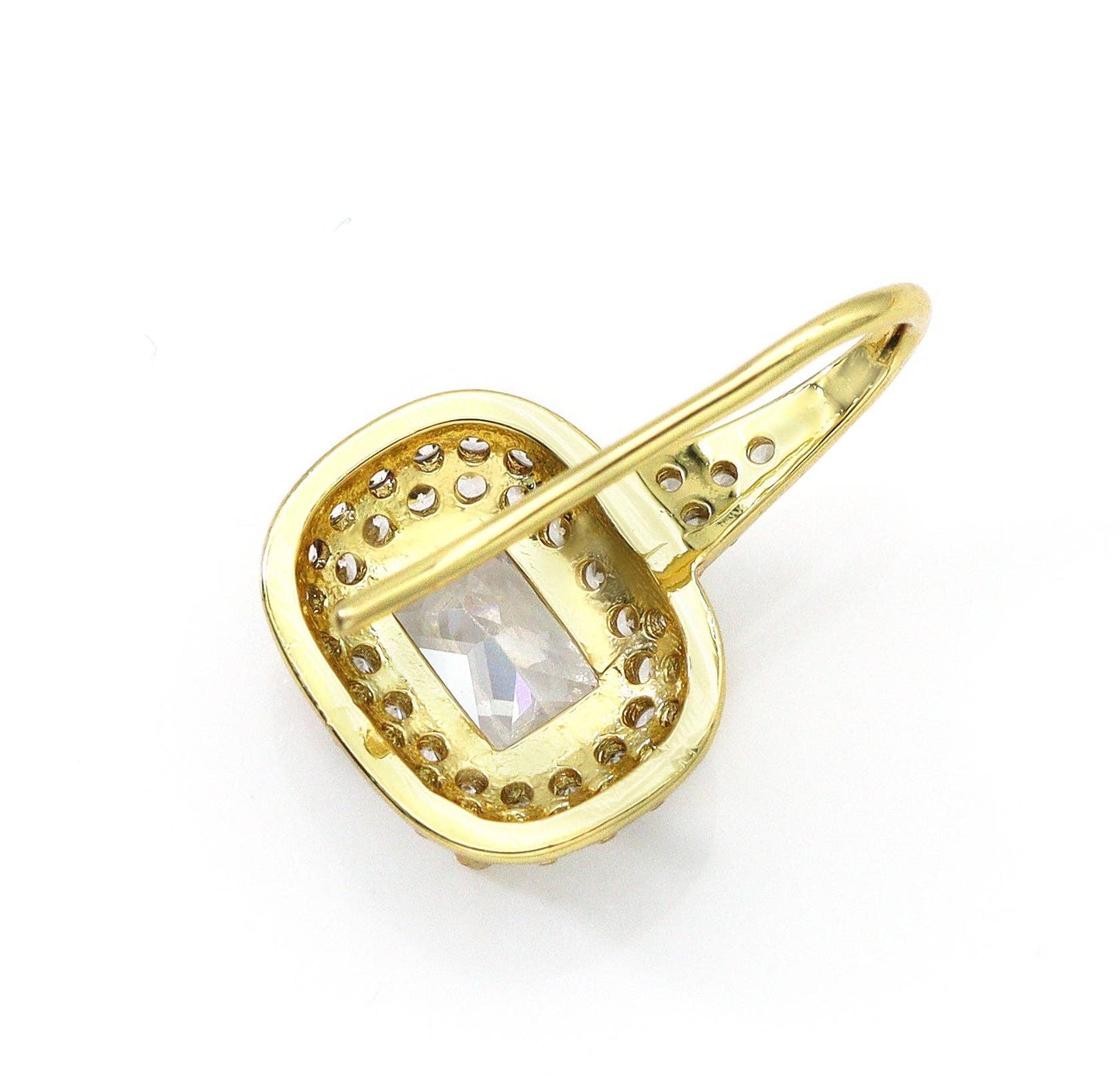 Rectangle CZ On Oval Everyday Hoop Earrings, Sku#B222