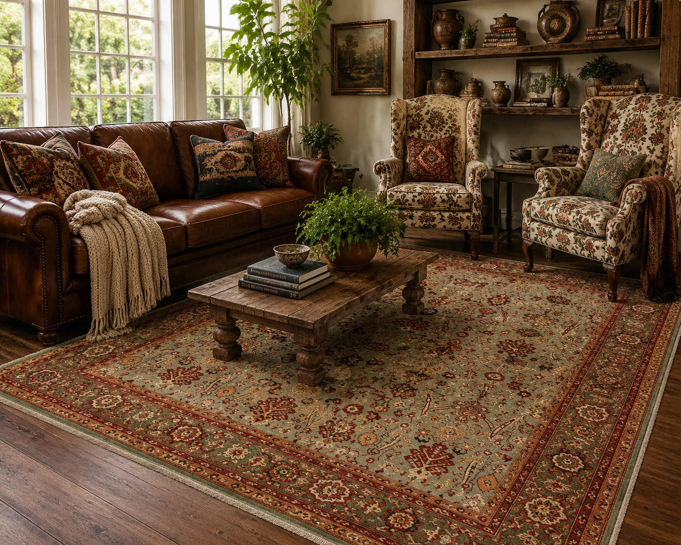 Hand-Knotted Vegetable Dye Sultanabad Rug from Pakistan,  8' 5" x 10'