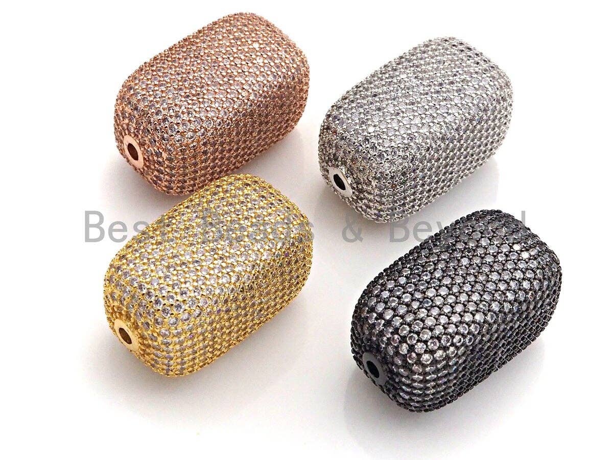 Large CZ Micro Pave Barrel Rectangle Spacer Beads, sku#X145