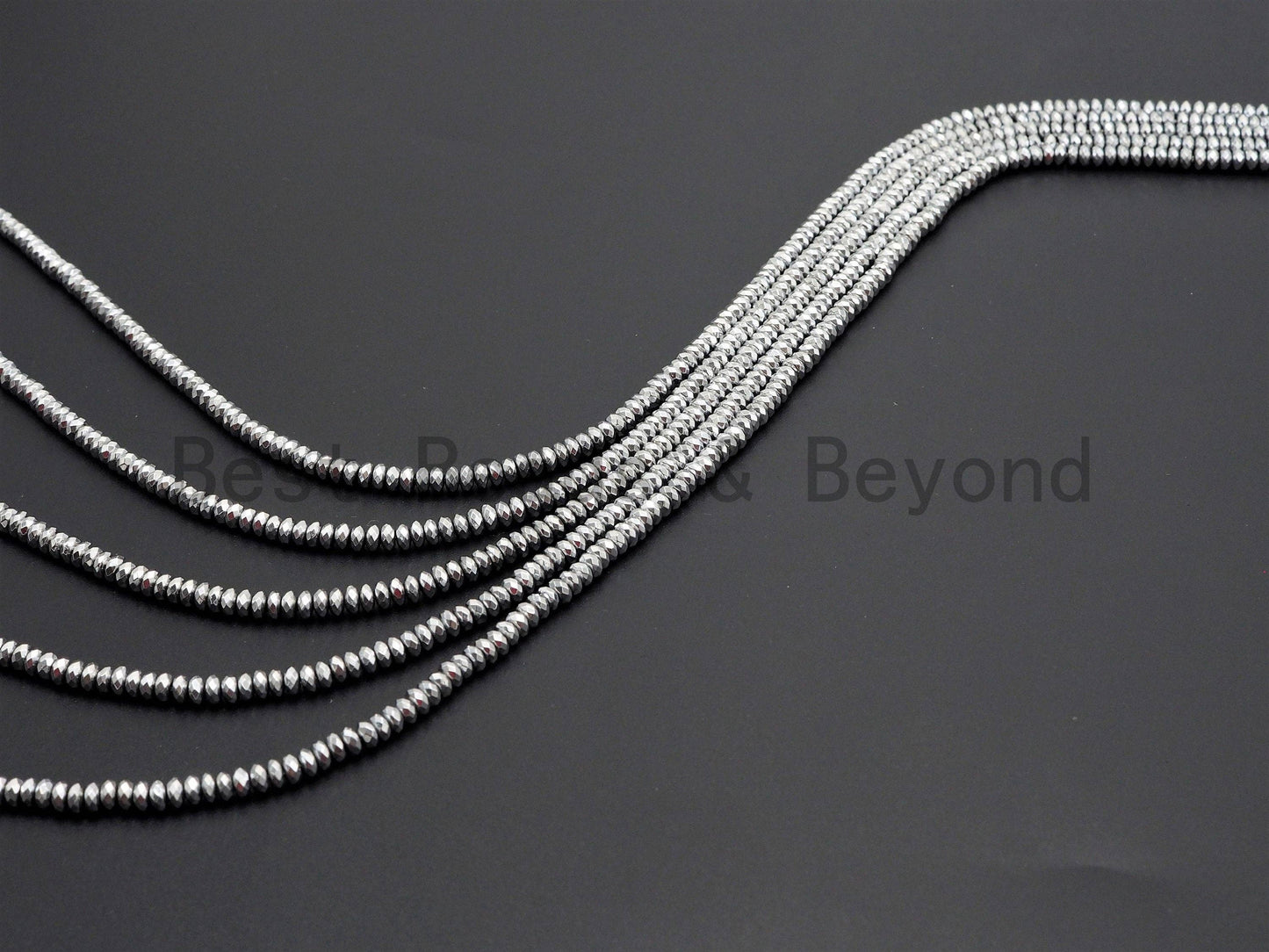 Quality Natural Silver Hematite beads,Rondelle Faceted Beads, Sku#S116