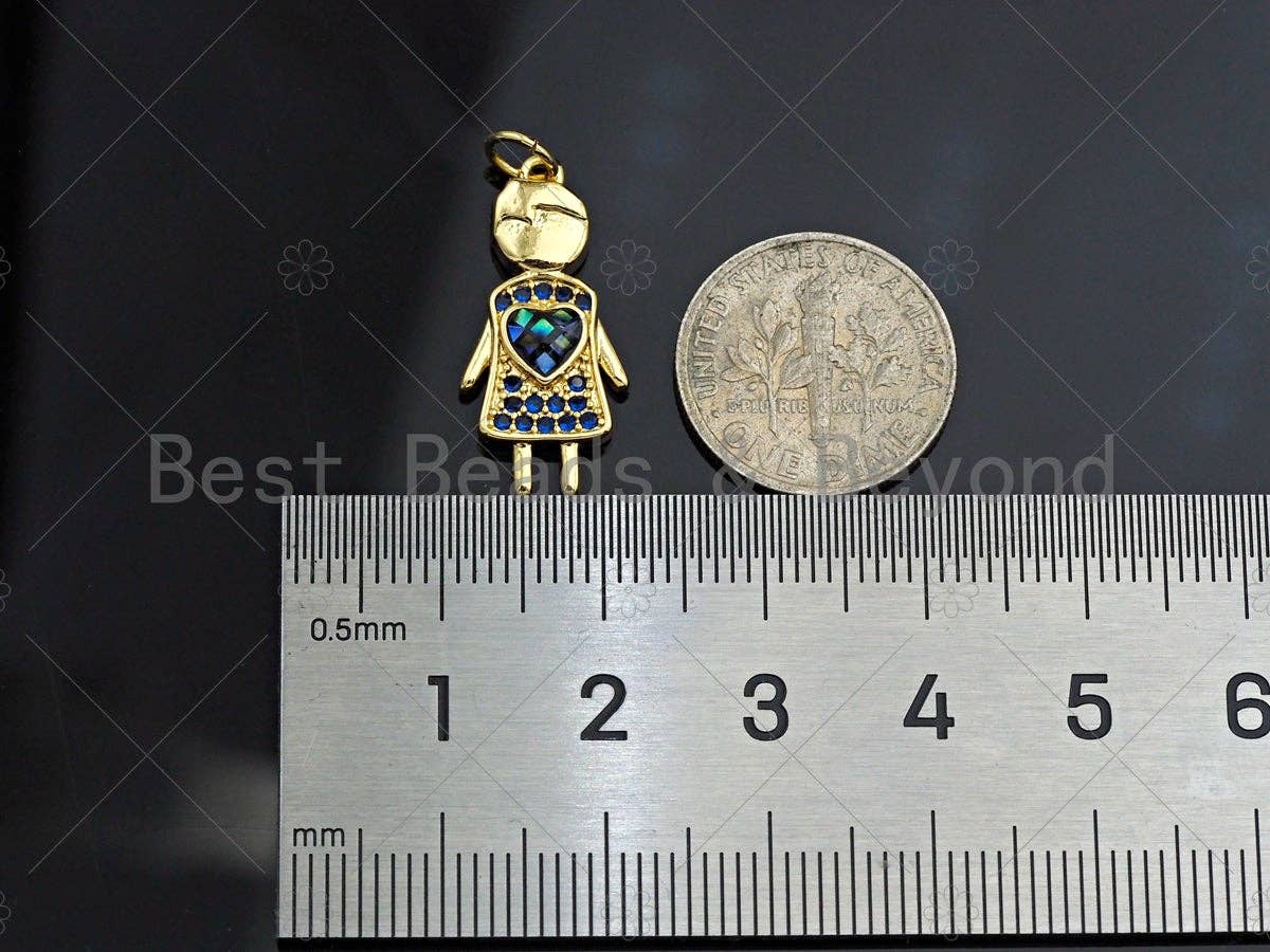 Girl With Pink Heart Pendant/Charm, Abalone Mother-of-pearl, SKU#LK66