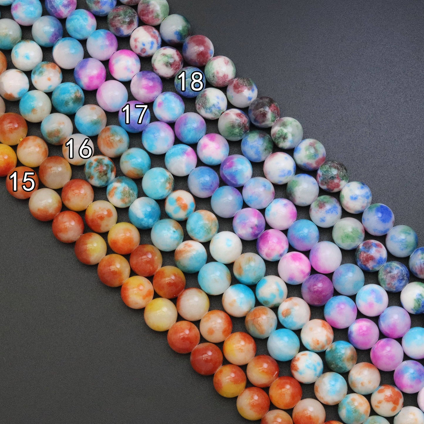 Colorful Jade Round Smooth Beads, Sku#U1900