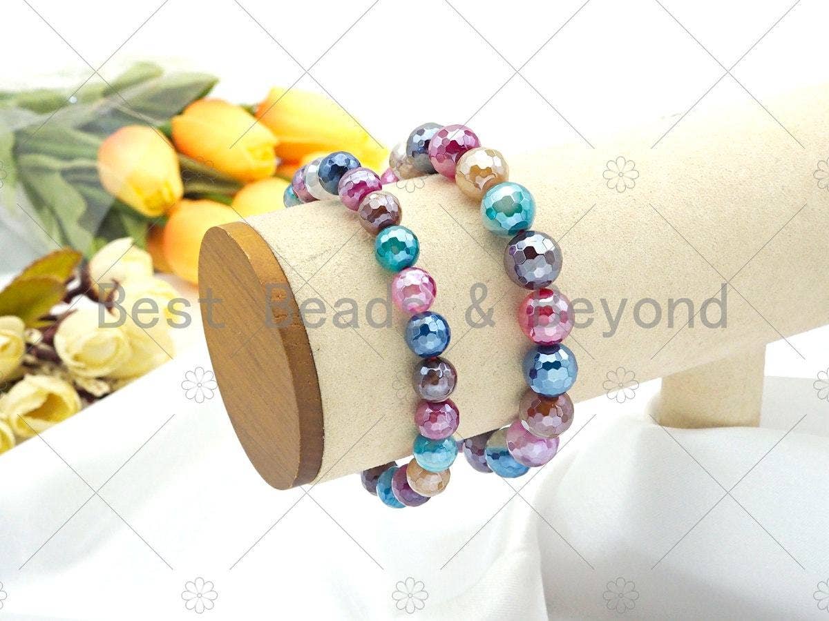 Mystic Multicolor Banded Agate Stretchy Bracelet, U1102