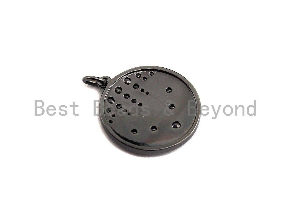 CZ Micro Pave Shooting Star Coin Charm, celetration star coin, Z433