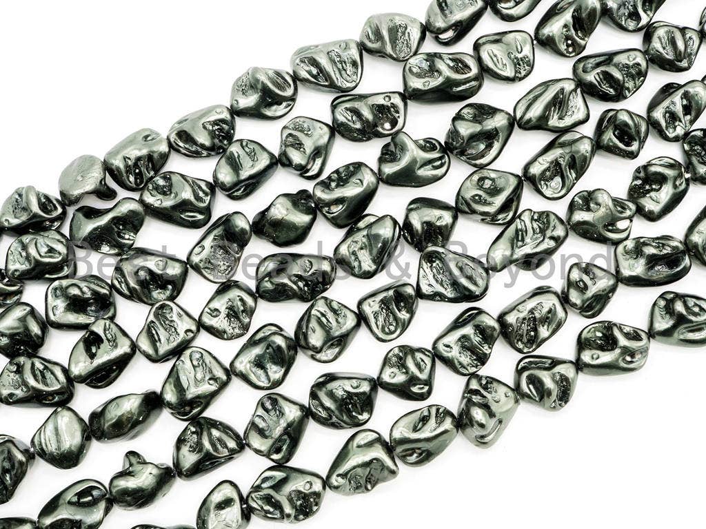Natural Mother of Pearl baroque beads, 15-21mm, Olive Green Irregular shape MOP Gemstone Beads, 16inch strand, SKU#T111