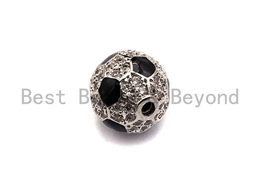 10mm/12mm CZ Micro Pave Round Soccer ball Spacer Beads, CZ Pave ball beads,Gold/Silver Color, Men's Jewelry Findings, sku#N52