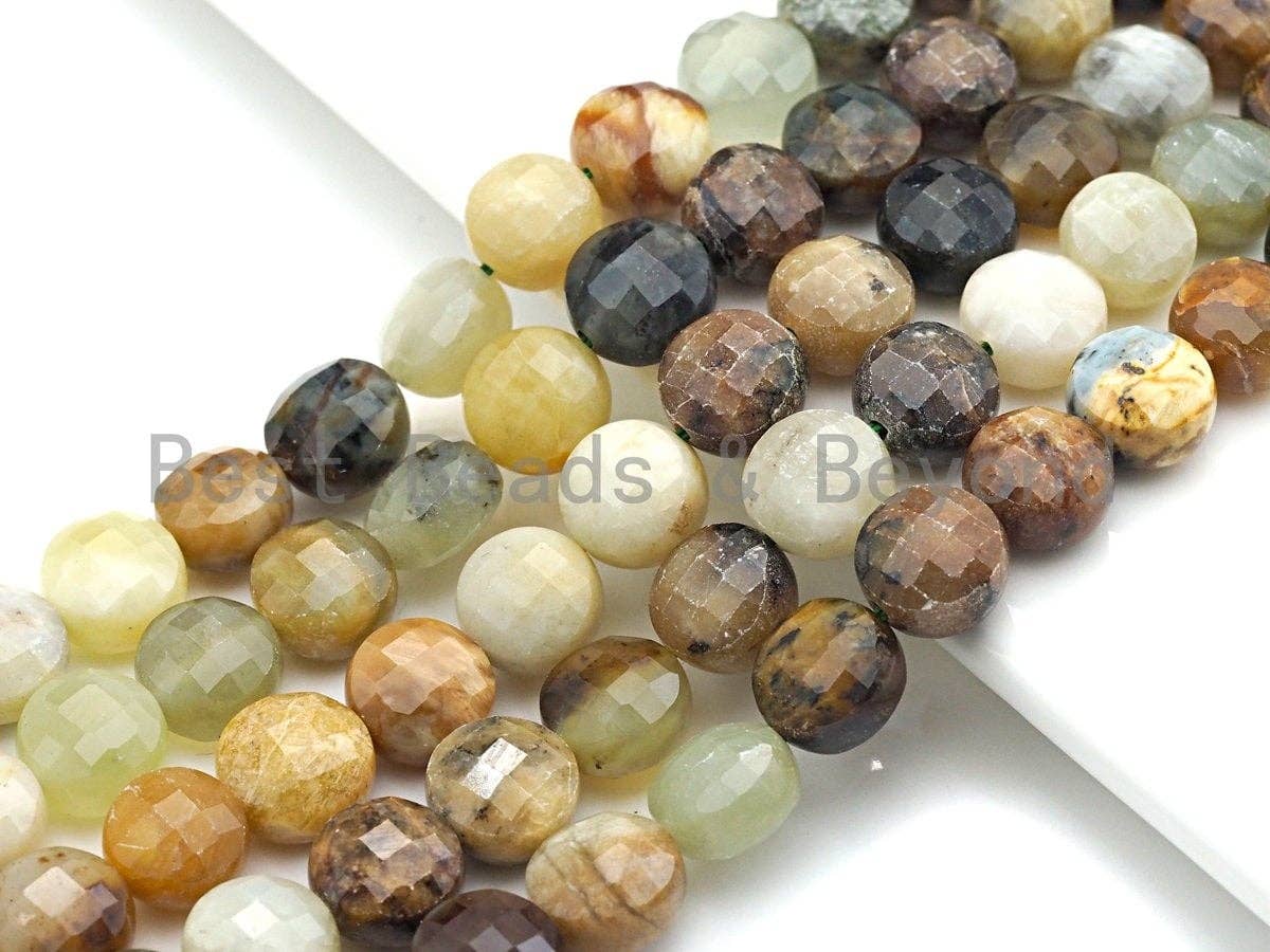 Double Sided Turtle Shell Cut Natural Jade Coin Shape beads, 6mm /8mm/10mm Natural Gemstone Beads, 16" Full strand, Sku#UA14