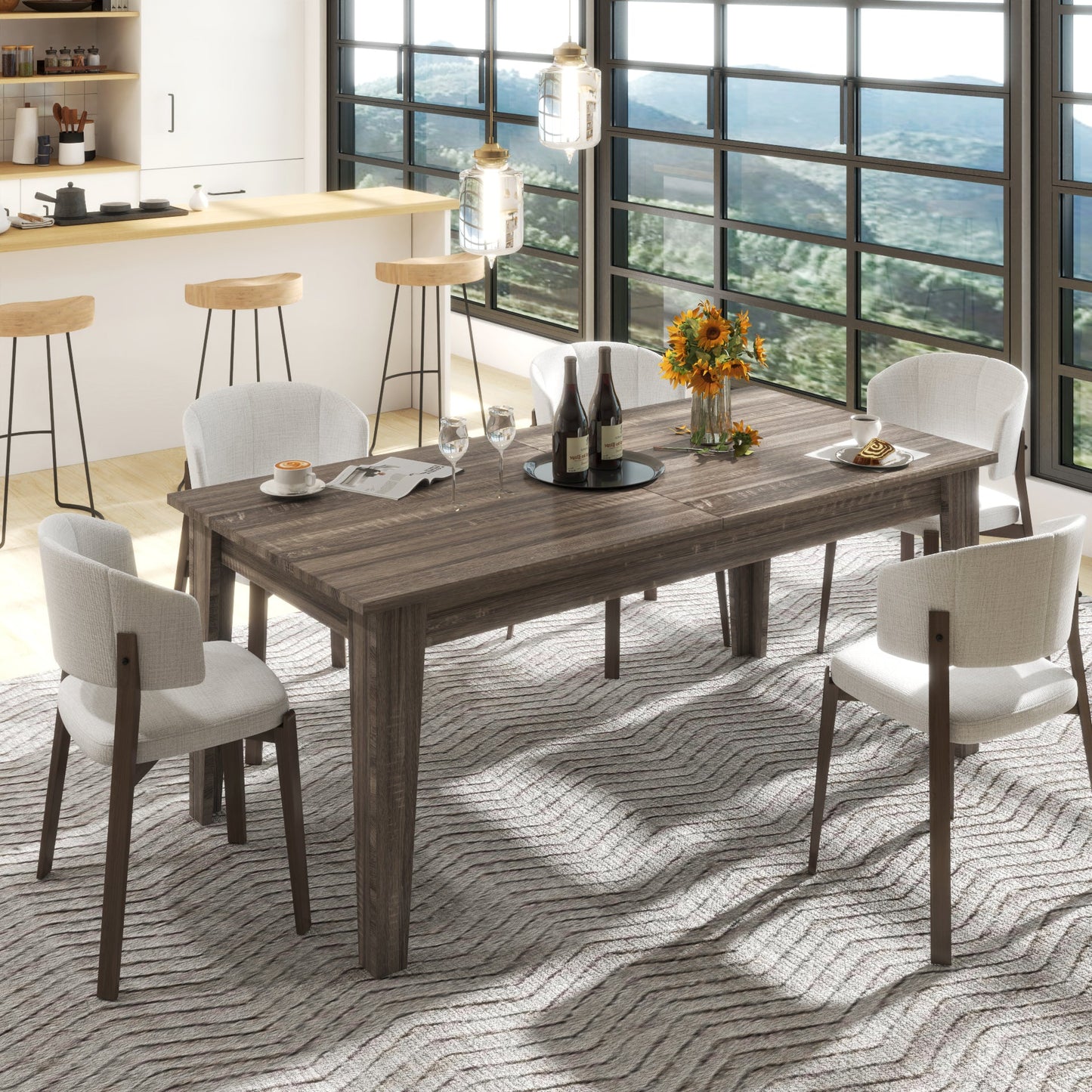 Dining Table - 106.3 in Large Extendable Kitchen Table