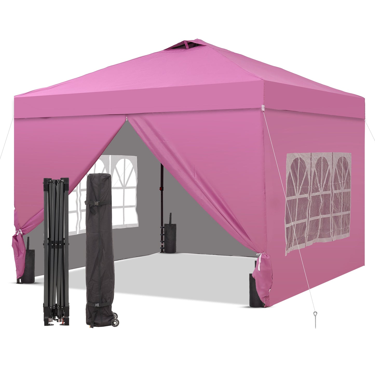 Ainfox 10x10 Pop up Canopy Tent with One Push Setup and Sidewalls,Instant Outdoor Shade Gazebos with Weighted Sandbags