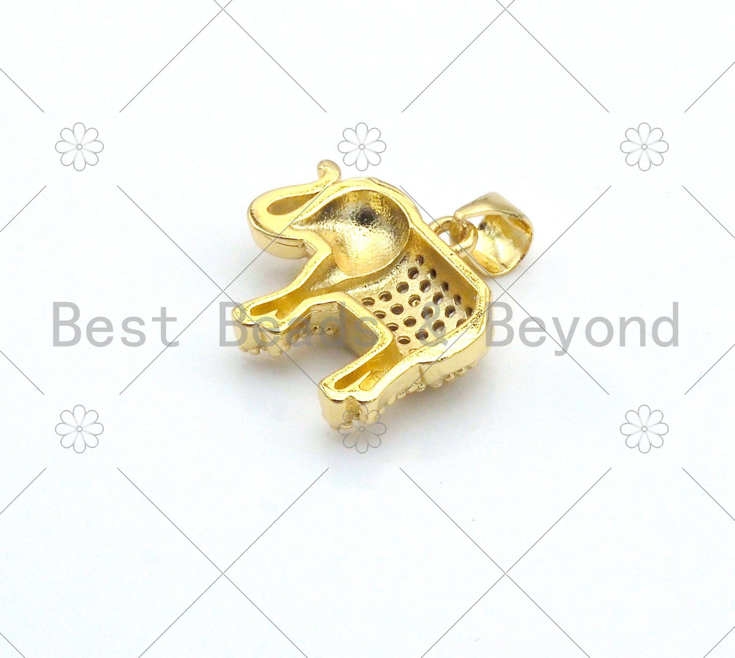 CZ Micro Pave Elephant Shape Pendant/Charm,18K Gold Filled Elephant Charm, Necklace Bracelet Charm Pendant,19x17mm,Sku#LK377