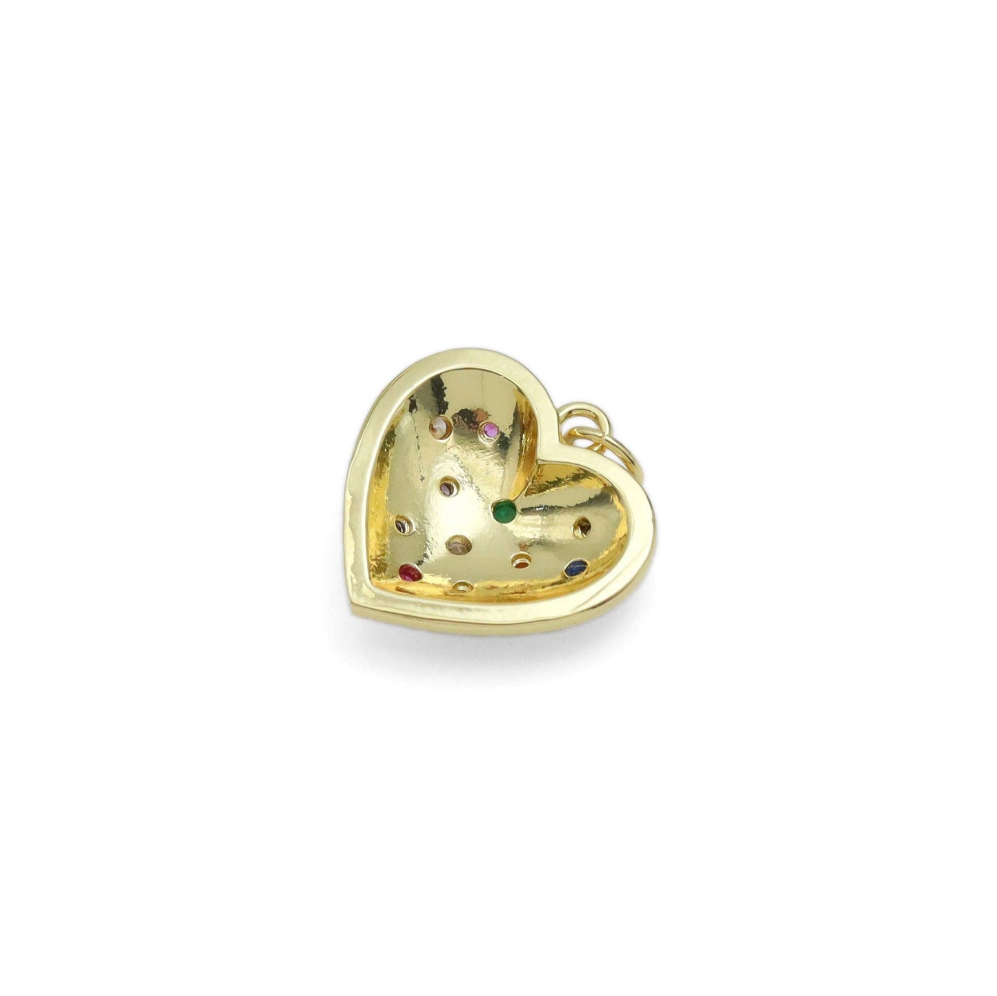 Colorful CZ Enamel Heart Pendant Charm, Sku#Y950