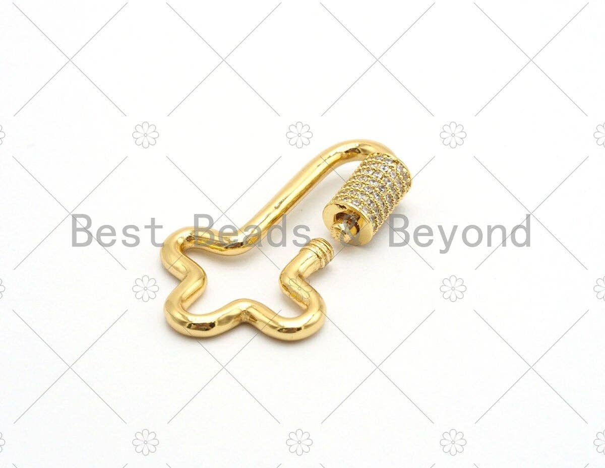 CZ Micro pave Cross Clasp, Gold/Rose gold/Black/Silver, Carabiner Claps, 20x32mm, Fashion Jewelry, sku#H132