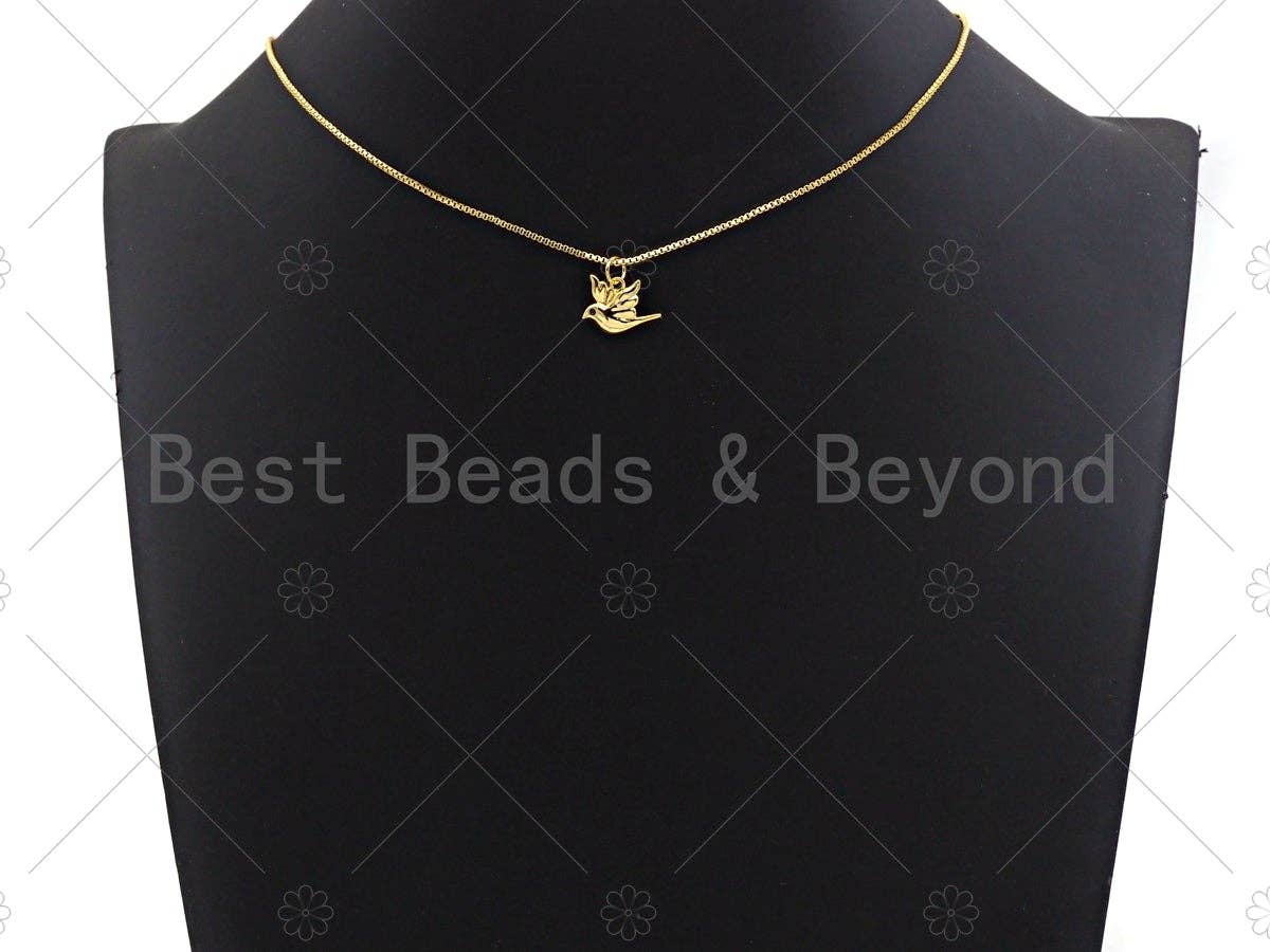 Peace Dove Bird Pendant/Charm, Dove Cubic Zirconia Pendant, Gold/Rose Gold/Silver Tone, 11x14mm, Sku#Y267