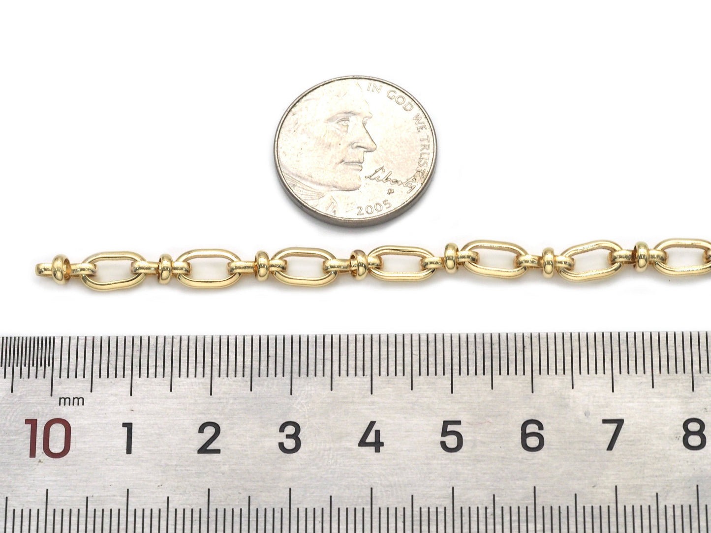 Gold/Silver Quality Fancy Oval link chain by yard, sku#LS32